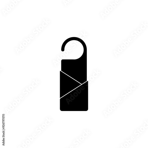 door hanger with hooks in minimalist silhouette illustration and slanted cutout accents below