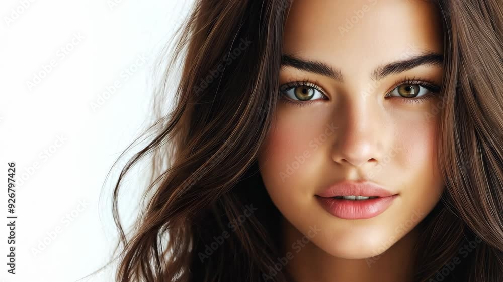 close up face portrait of young pretty woman hazel eyes with bright flawless clean clear skin, beauty cosmetic or skincare fashion portrait with copy space close up face portrait of young pretty woman hazel eyes with bright flawless clean clear skin, beauty cosmetic or skincare fashion portrait with copy space