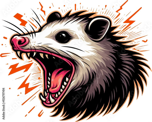 screaming cute cartoon baby opossum