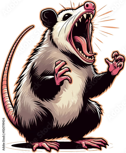 screaming cute cartoon baby possum photo