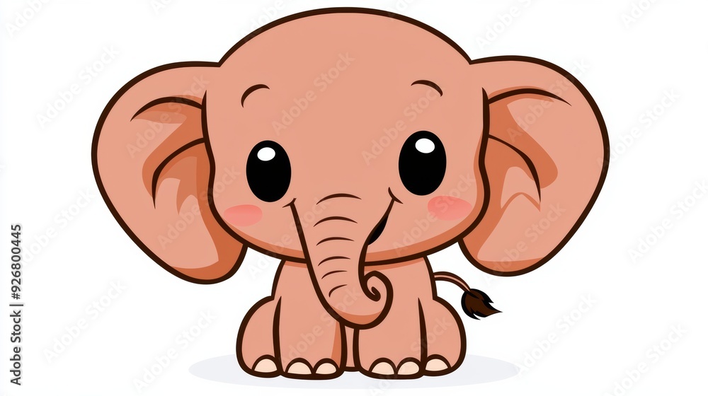 Fototapeta premium A cartoon elephant with big eyes and a pink nose, AI