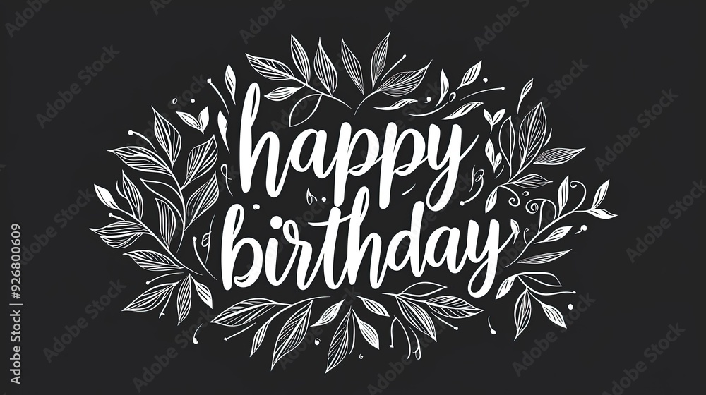 Elegant Birthday Greeting with Nature Motifs Elegant Birthday Greeting with Nature Motifs