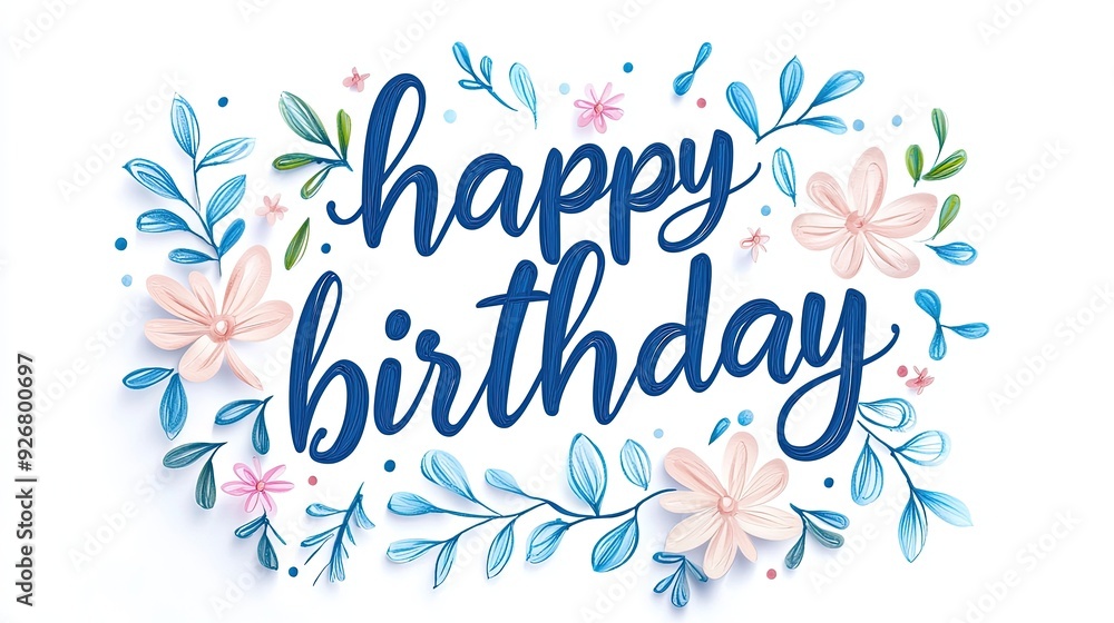 Obraz premium Happy Birthday Celebration Scene with Floral Design