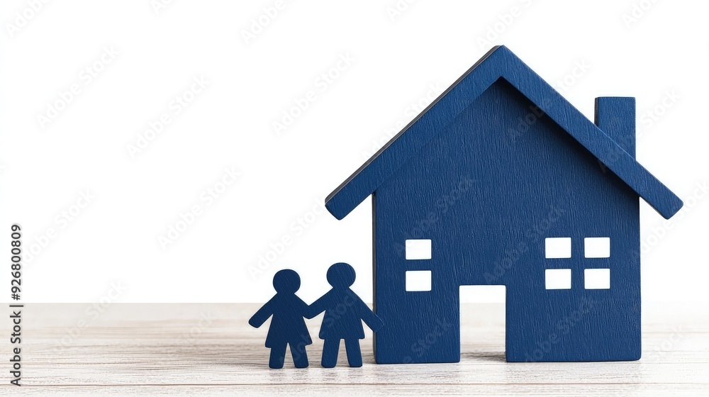 Small Blue House with Conversing Figures Small Blue House with Conversing Figures