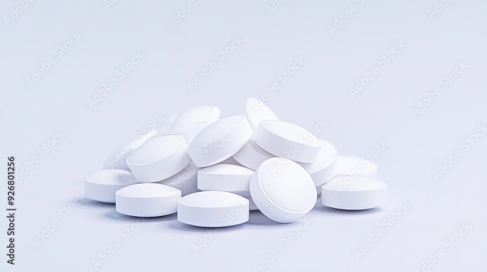 Pile of White Rectangular Pills Pile of White Rectangular Pills