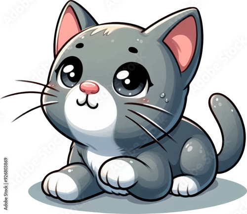 cute cartoon stray grey cat