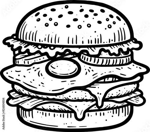 black and white simple illustration of smash burger