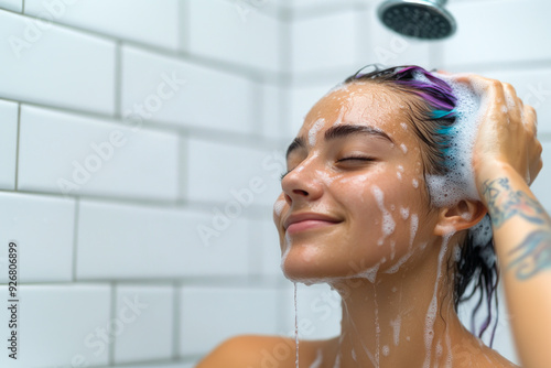 Woman Enjoying a Relaxing Shower