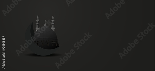 mawlid al nabi or mawlid al nabawi greeting card In dark style
