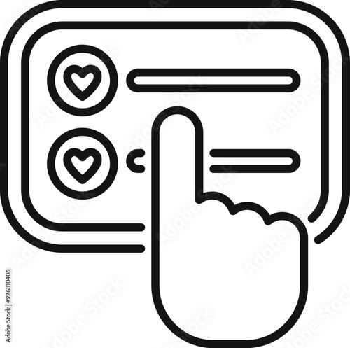 Hand using a smartphone for online dating, choosing a profile on a dating app