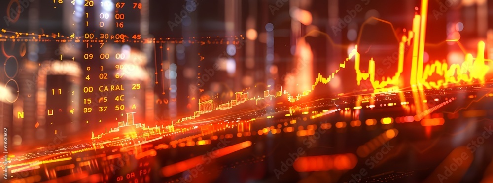 Fototapeta premium A stock market graph with an orange line going down, indicating the bearish trend in the current financial landscape.