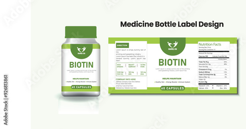 medicine Bottle label, Package template design, Label design, mock-up design label template
