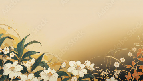 和風の花模様の背景素材　AI画像　ジェネレーティブAI