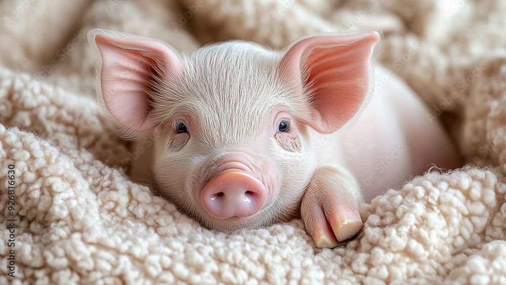 Adorable Piglet with Pink Snout and Soft Ears Adorable Piglet with Pink Snout and Soft Ears