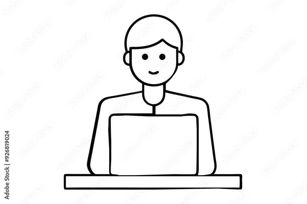 Person at the computer symbol. Computer work icon. Office work sign. Remote work symbol. Isolated. Transparent Background Cut Out Person at the computer symbol. Computer work icon. Office work sign. Remote work symbol. Isolated. Transparent Background Cut Out