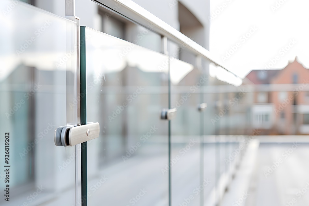 closeup shot of the glass balustrade closeup shot of the glass balustrade