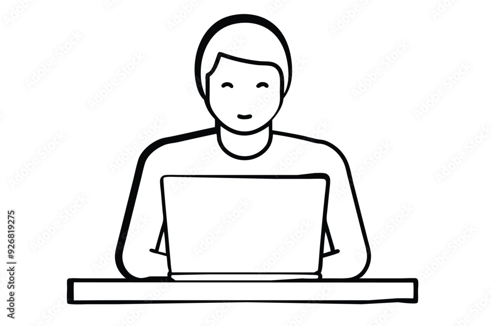 Person at the computer symbol. Computer work icon. Office work sign. Remote work symbol. Isolated. Transparent Background Cut Out Person at the computer symbol. Computer work icon. Office work sign. Remote work symbol. Isolated. Transparent Background Cut Out