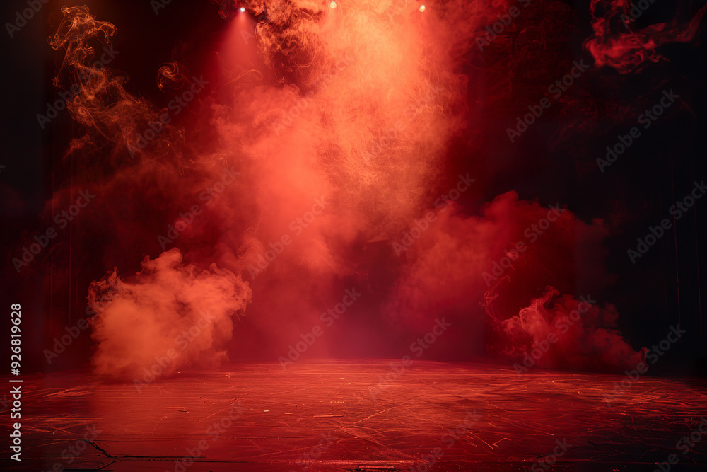 A smoke filled room with red and blue smoke. generative ai image. A smoke filled room with red and blue smoke. generative ai image.