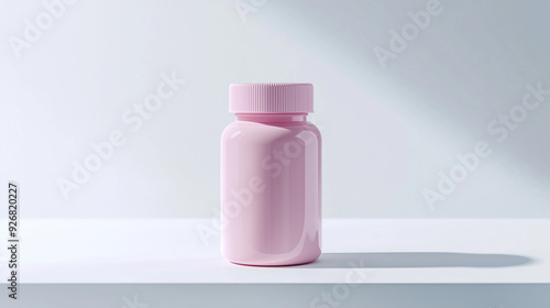 Modern and User-Friendly Light Pink Medicine Bottle Mockup on a White Background. 