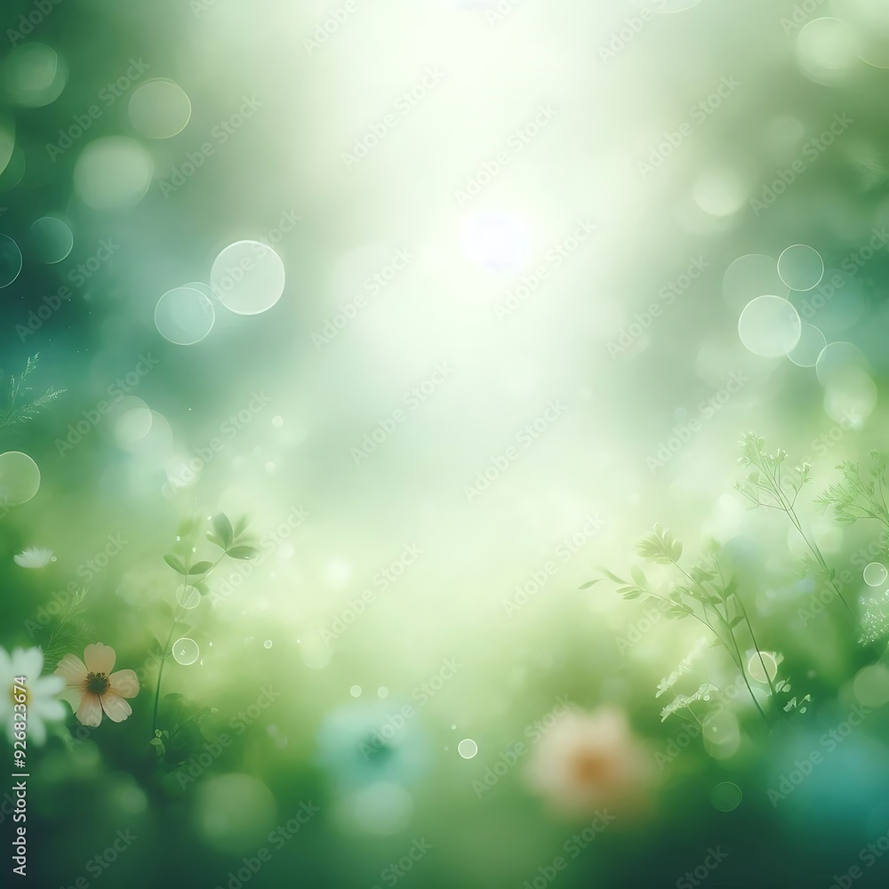 Obraz premium gentle, softly blurred green backdrop with light-colored center and fuzzy, dark borders