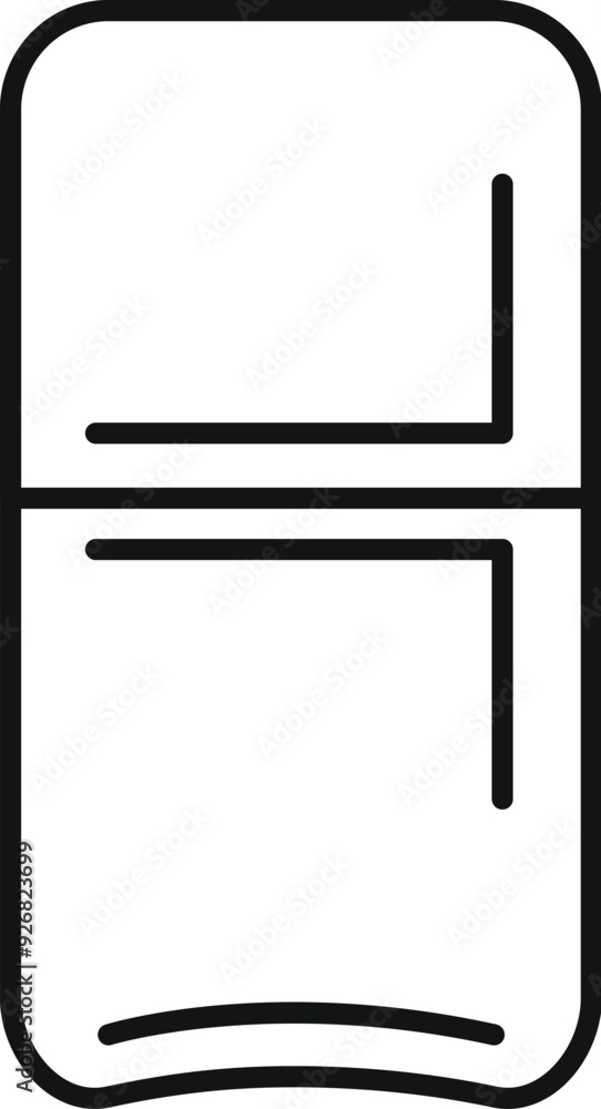 Simple line fridge icon representing the concept of food preservation and cold storage Simple line fridge icon representing the concept of food preservation and cold storage