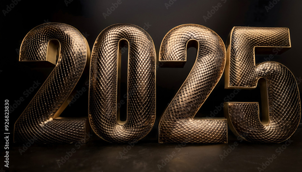 Obraz premium New Year 2025. Numbers 2025, snake texture. Year of the Snake