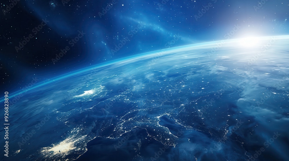 Earth from Space at Sunrise created by ai Earth from Space at Sunrise created by ai