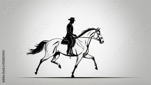 minimalist man riding a horse