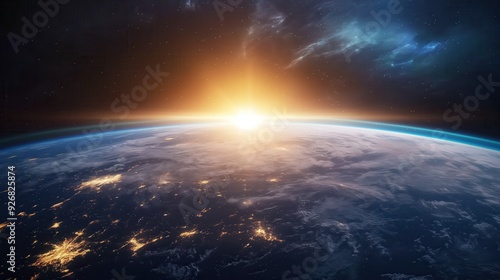 Earth from Space at Sunrise created by ai