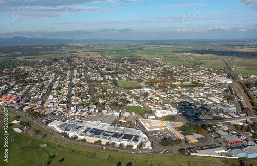 Aerial view of the town of  Singleton in the  Hunter valley area of New South Wales, Australia.