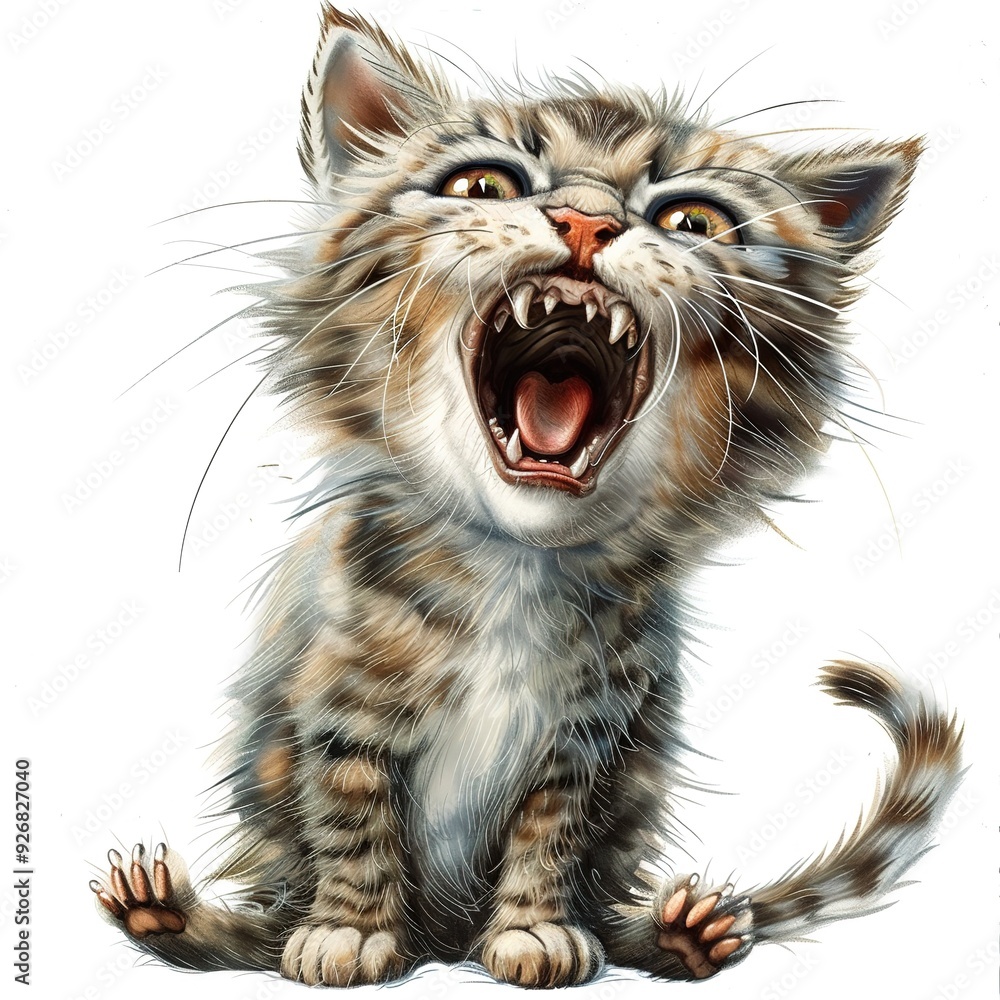 Cat Embarrassment emotion fantasy animal cartoon isolated whitebackground Cat Embarrassment emotion fantasy animal cartoon isolated whitebackground