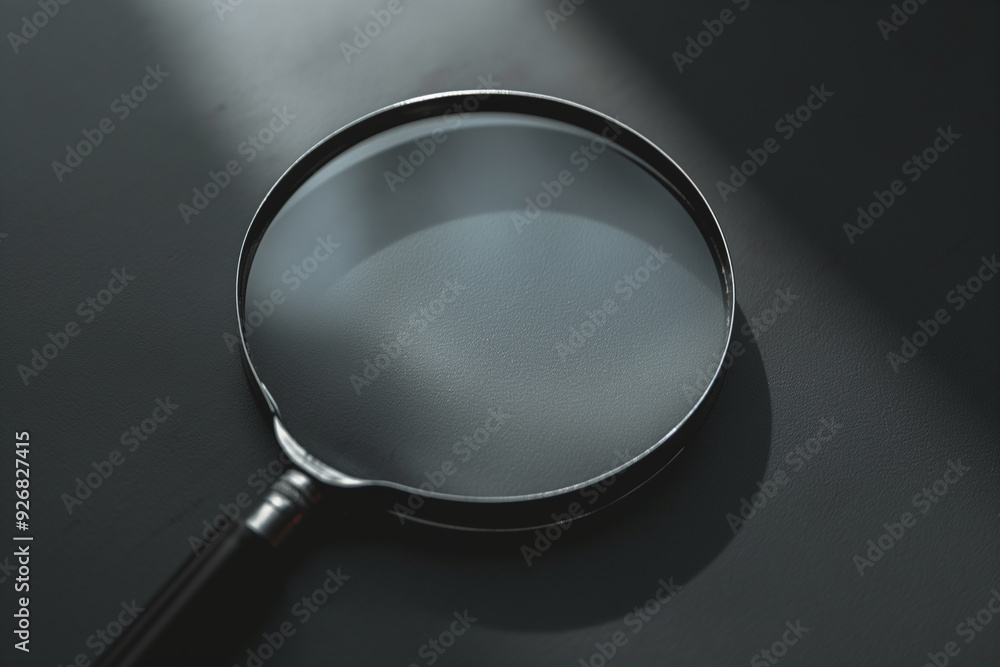 Magnifying Glass on Black Surface with Light Magnifying Glass on Black Surface with Light