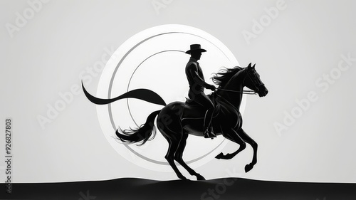 minimalist man riding a horse