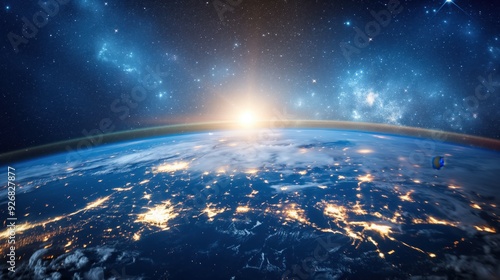 Earth from Space at Sunrise created by ai