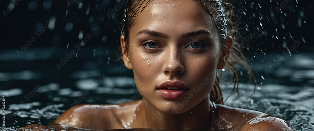 a beautiful person in the water- young woman in the water, dusk, water splash, wet hair and skin-4 a beautiful person in the water- young woman in the water, dusk, water splash, wet hair and skin-4