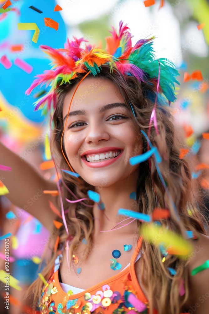 Joyful Woman Celebrating with Confetti created by ai Joyful Woman Celebrating with Confetti created by ai