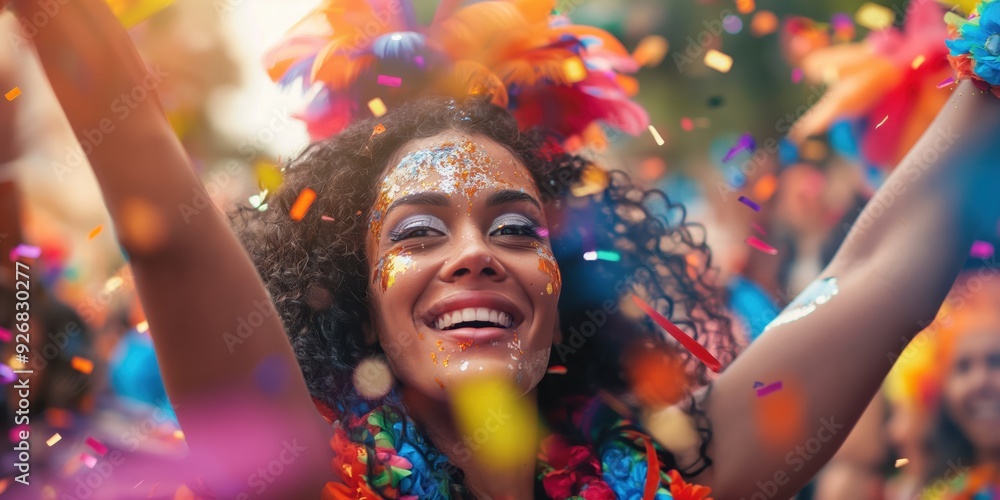 Joyful Woman Celebrating with Confetti created by ai Joyful Woman Celebrating with Confetti created by ai