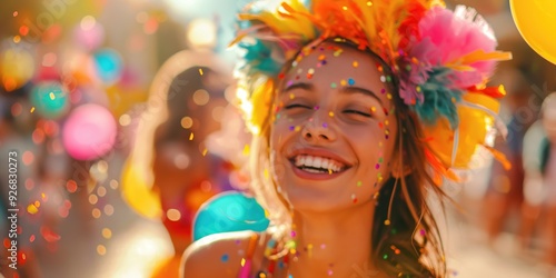 Joyful Woman Celebrating with Confetti created by ai