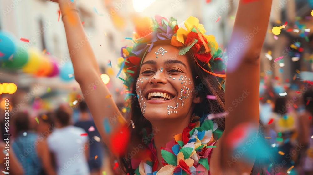 Joyful Woman Celebrating with Confetti created by ai Joyful Woman Celebrating with Confetti created by ai