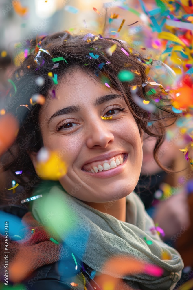 Joyful Woman Celebrating with Confetti created by ai Joyful Woman Celebrating with Confetti created by ai
