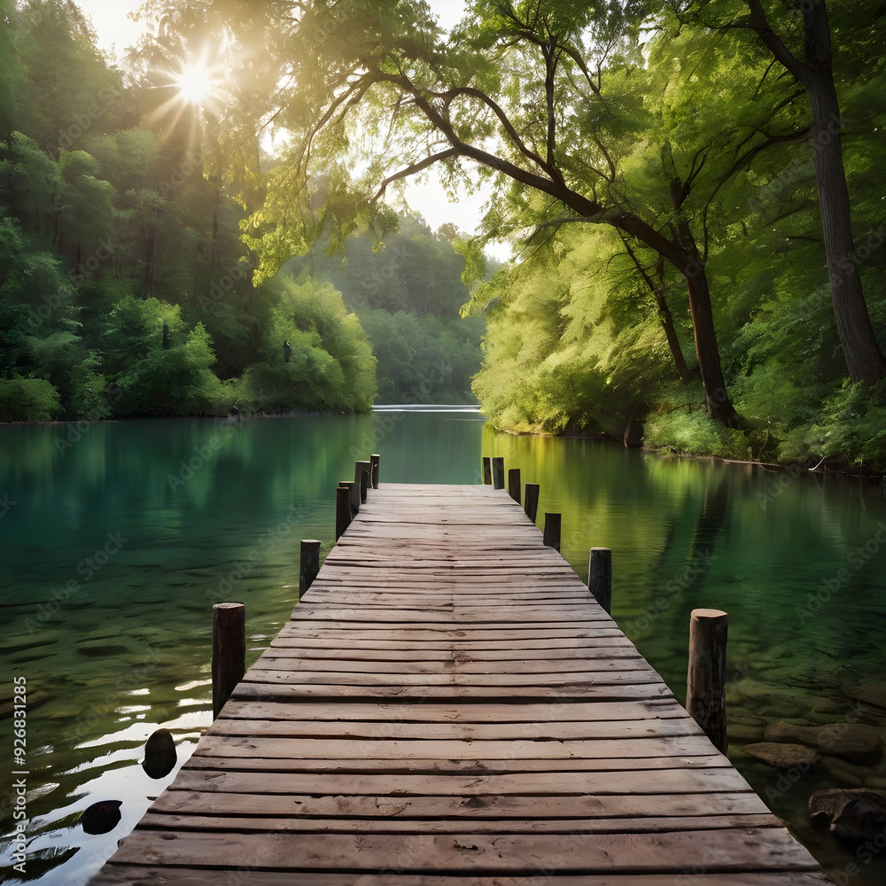 Fototapeta premium wooden bridge over the lake