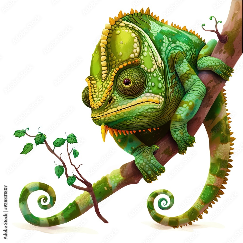 Fototapeta premium Chameleon Guilt emotion fantasy animal cartoon isolated whitebackground
