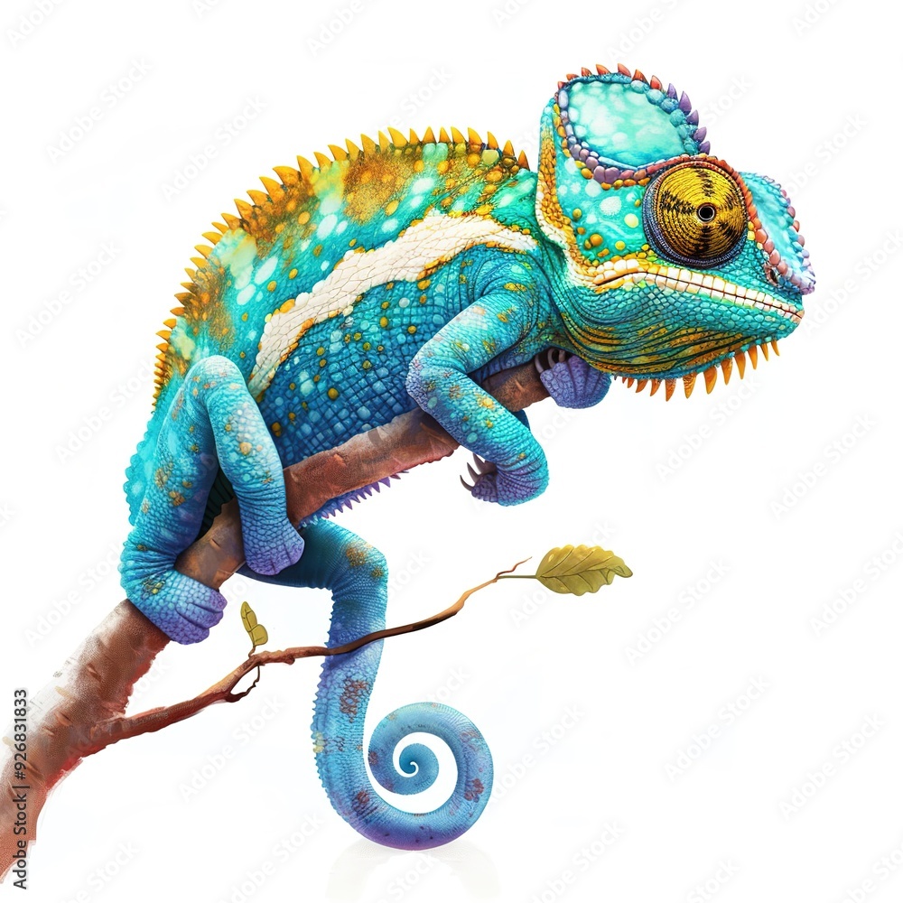 Fototapeta premium Chameleon Happiness emotion fantasy animal cartoon isolated whitebackground 16:9