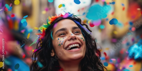 Joyful Woman Celebrating with Confetti created by ai