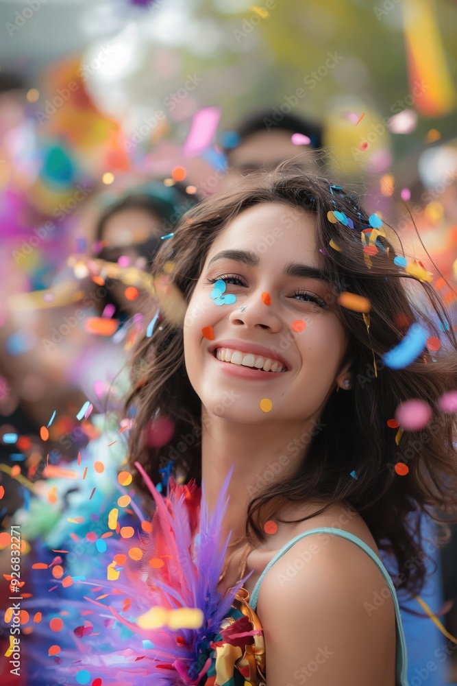 Joyful Woman Celebrating with Confetti created by ai Joyful Woman Celebrating with Confetti created by ai