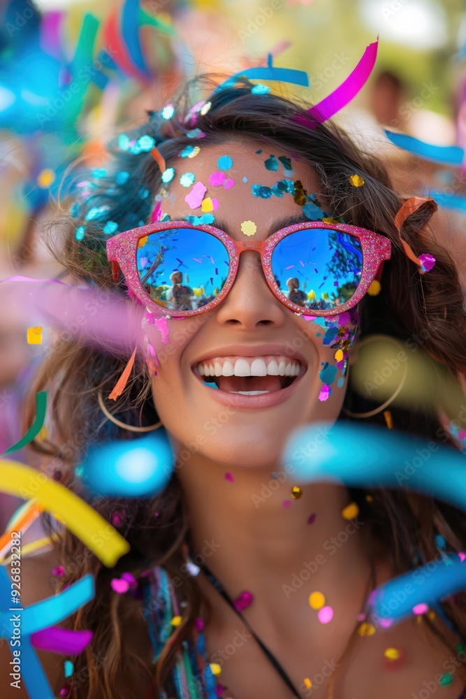 Joyful Woman Celebrating with Confetti created by ai