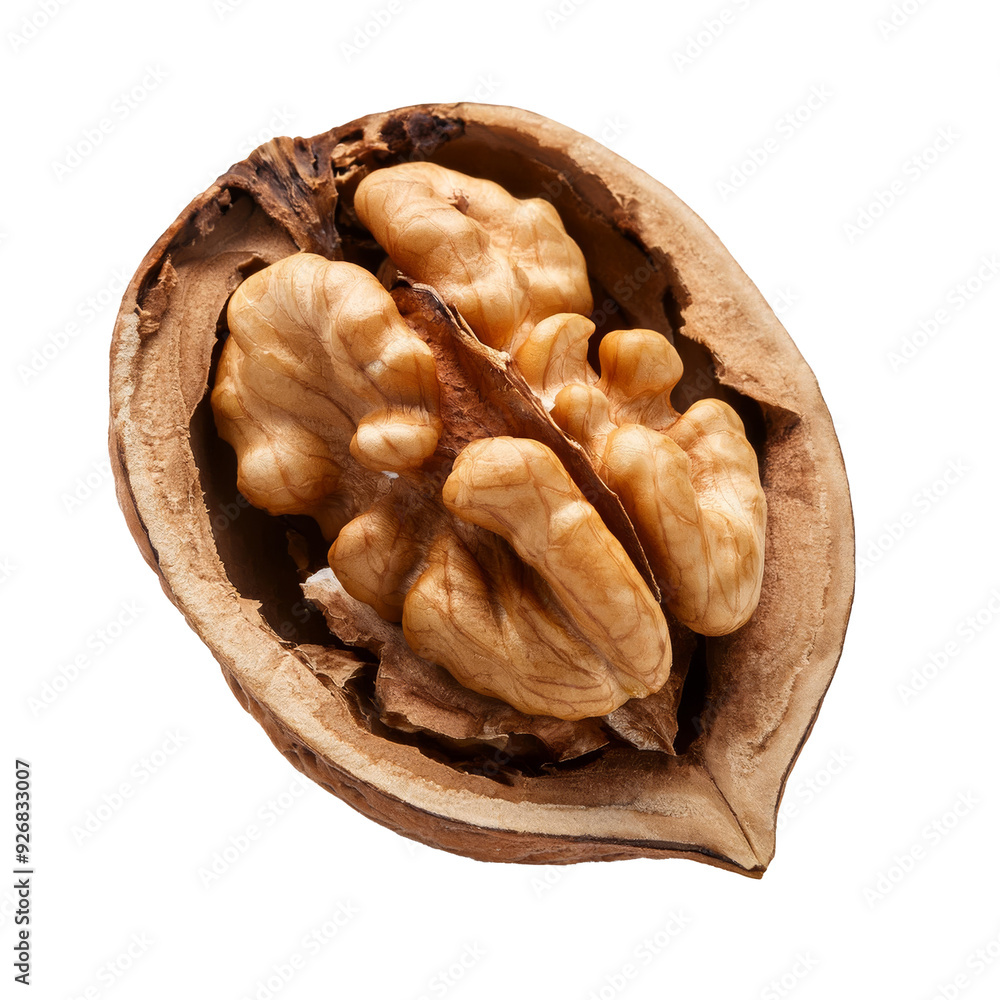 Half a walnut isolated on white Half a walnut isolated on white