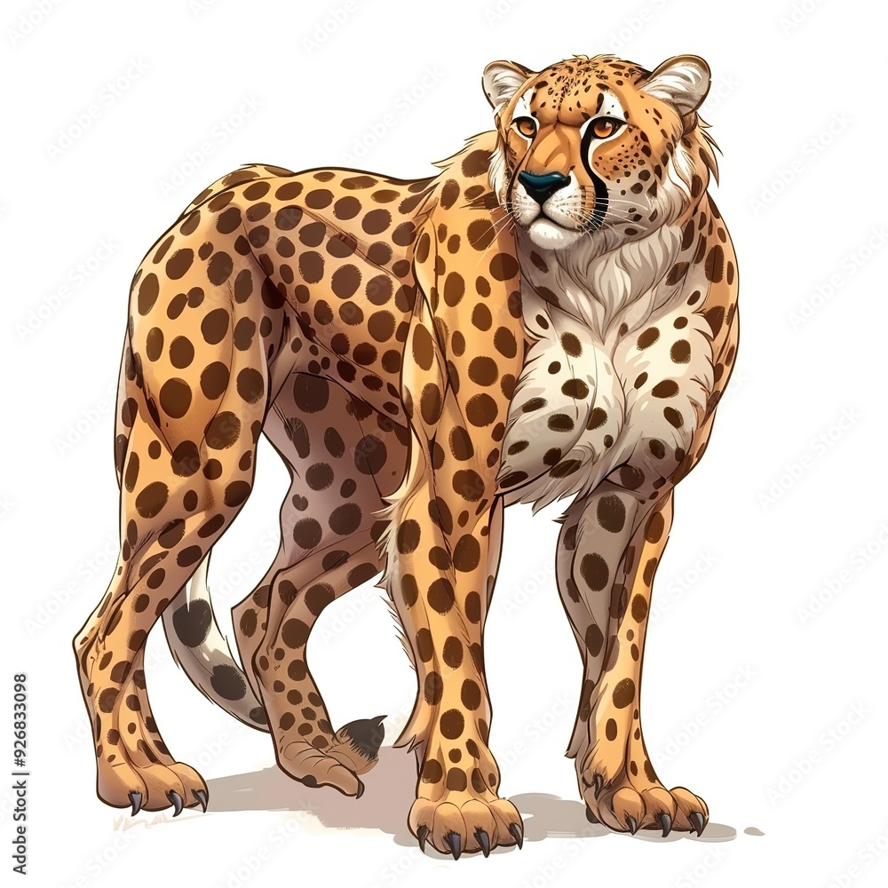 Cheetah muscle fantasy animal cartoon isolated whitebackground 16:9 Cheetah muscle fantasy animal cartoon isolated whitebackground 16:9