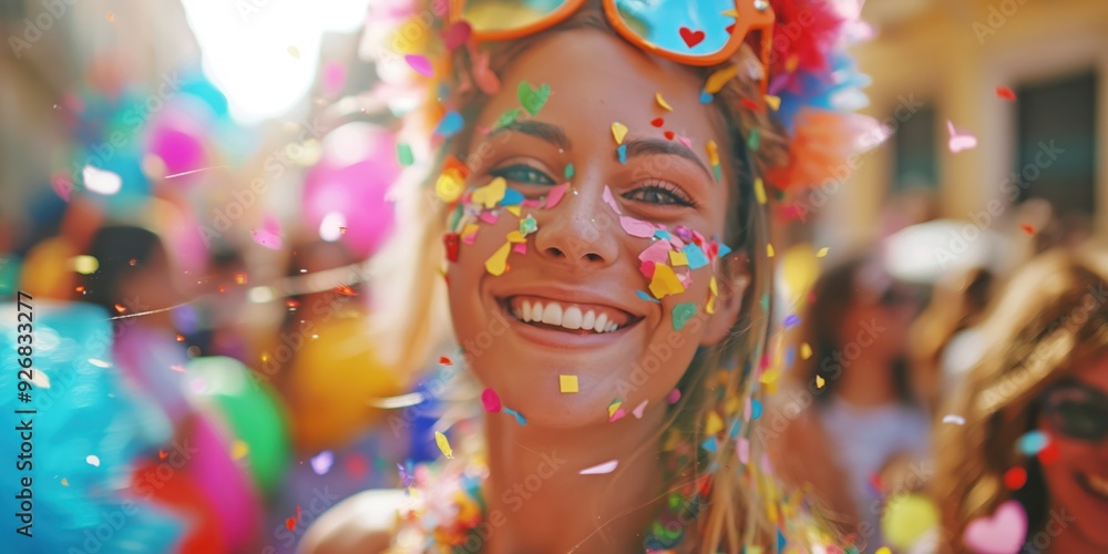 Joyful Woman Celebrating with Confetti created by ai Joyful Woman Celebrating with Confetti created by ai