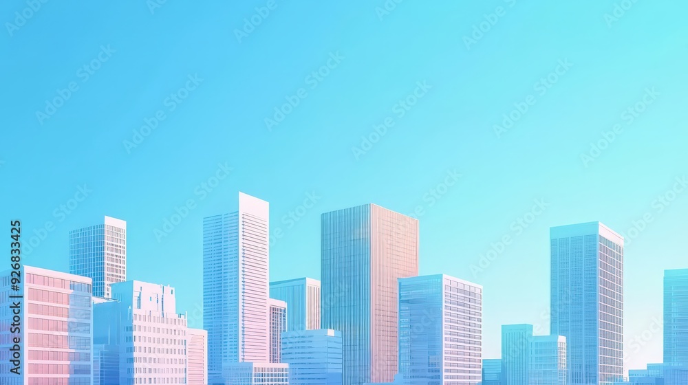 Pastel Cityscape with Skyscrapers. Pastel Cityscape with Skyscrapers.